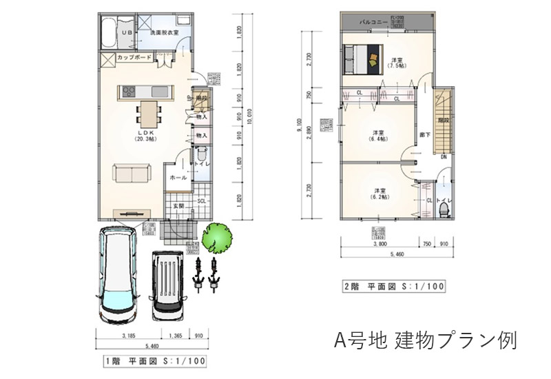 山科区音羽中芝町 A号地の建物プラン