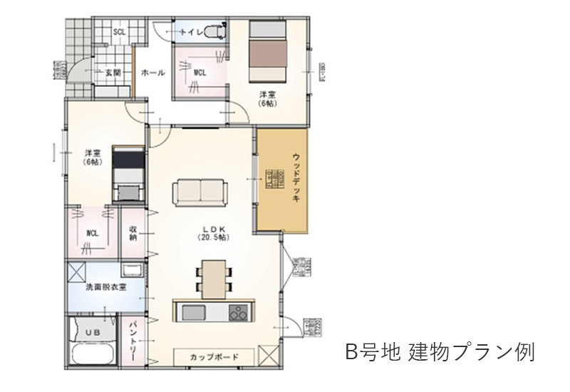 山科区音羽中芝町 B号地の建物プラン